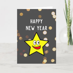 Encouraging New Year Gold Star Holiday Card