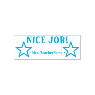 Encouraging "NICE JOB!" + Custom Tutor Name Self-inking Stamp