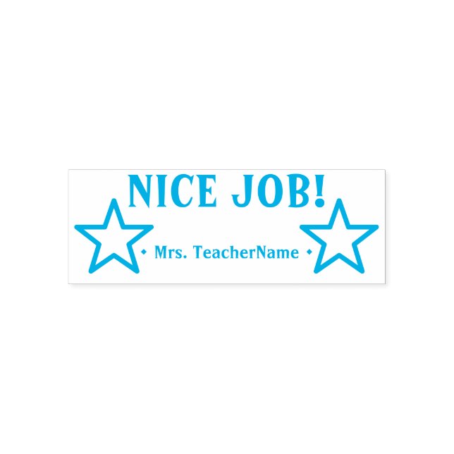 Encouraging "NICE JOB!" + Custom Tutor Name Self-inking Stamp (Design)