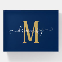 Encouraging Quote Dream Big Monogram Navy Gold