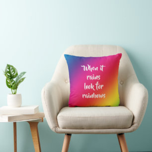 Encouraging Quote, Look for Rainbows & Stars Cushion