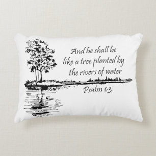 Encouraging Scripture Psalm 1:3  Decorative Cushion