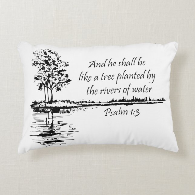 Encouraging Scripture Psalm 1:3  Decorative Cushion (Front)