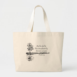 Encouraging Scripture Psalm 1:3 Large Tote Bag