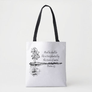 Encouraging Scripture Psalm 1:3 Tote Bag
