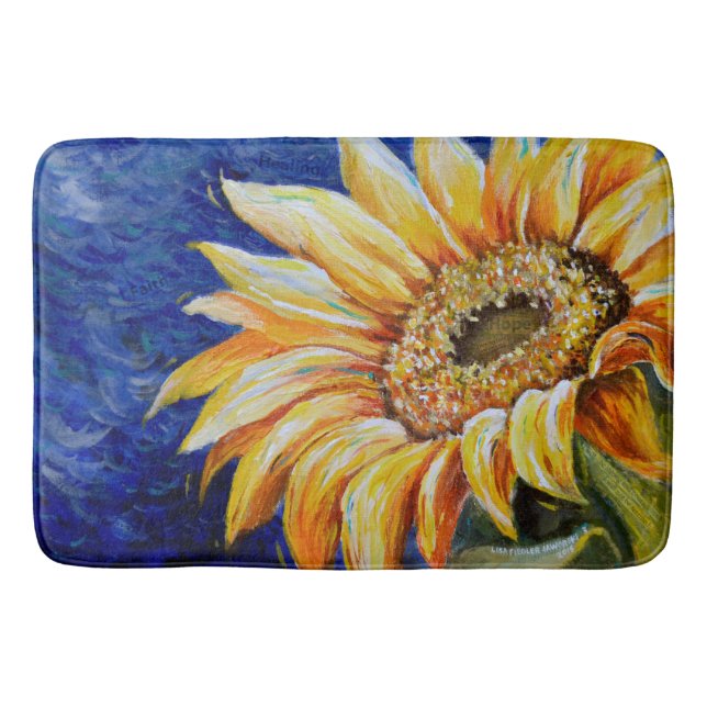 Encouraging Sunflower Large Bath Mat (Front)