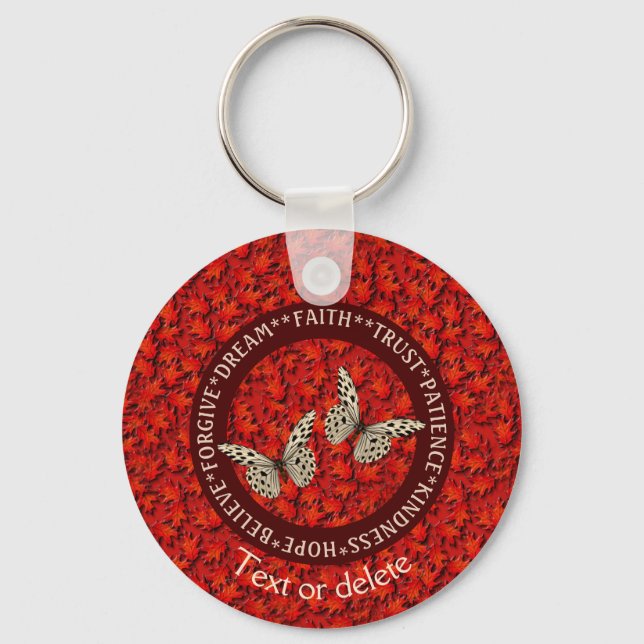 Encouraging Words Fall Leaves Inspirational      Key Ring (Front)