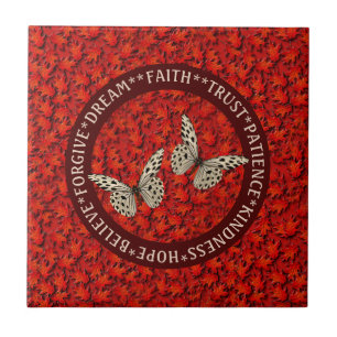 Encouraging Words Fall Leaves Inspirational        Tile