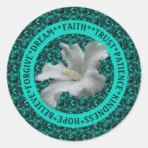 Encouraging Words Hibiscus Inspirational          Classic Round Sticker