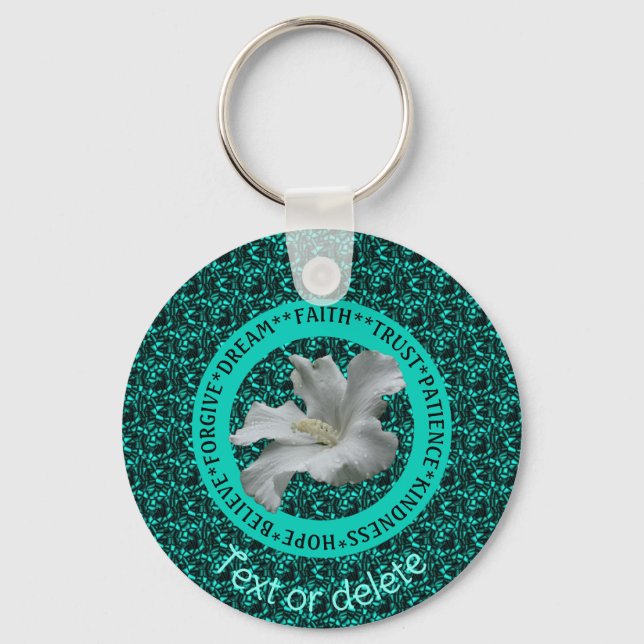 Encouraging Words Hibiscus Inspirational         Key Ring (Front)