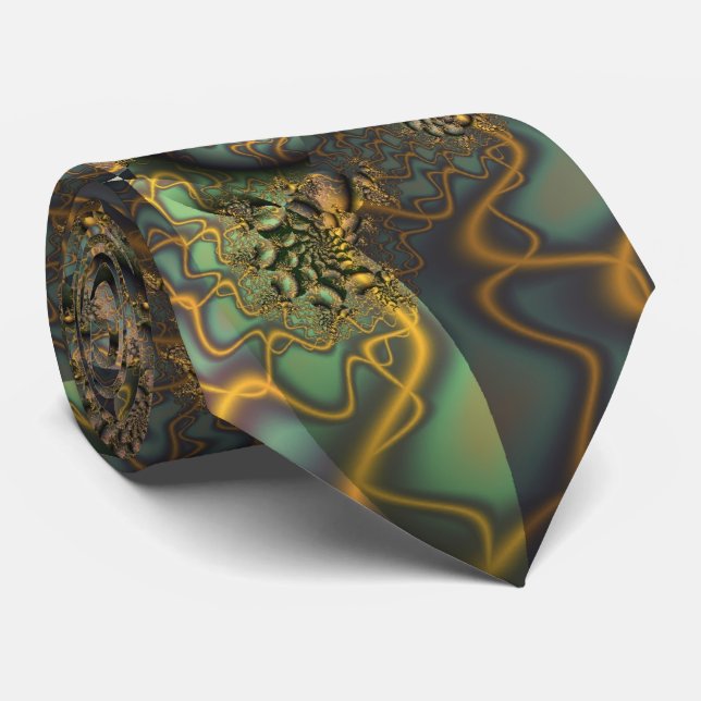 Encrusted Cool Abstract Fine Fractal Art Tie (Rolled)