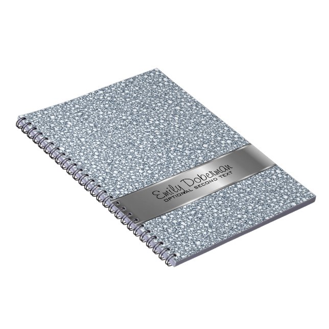 Encrusted Diamonds Look Glitter Patter Monogram Notebook (Right Side)