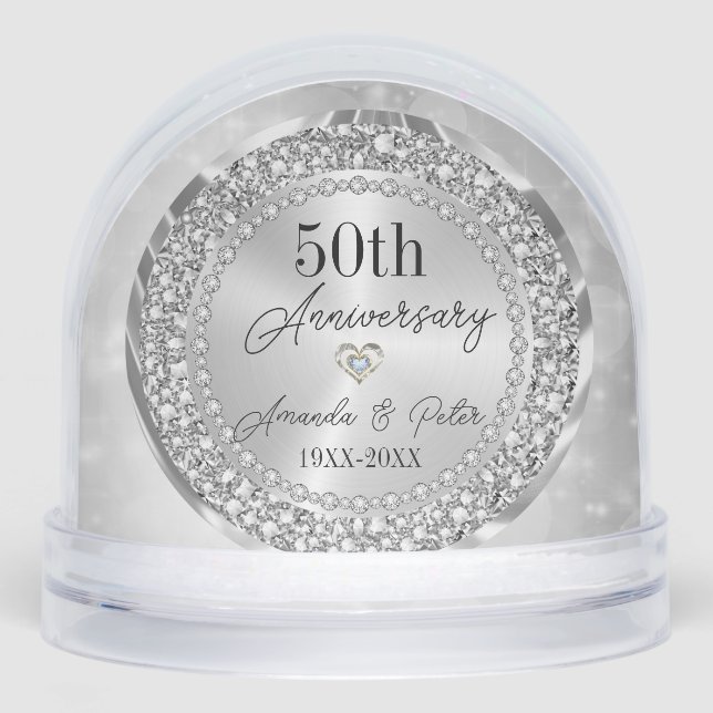 Encrusted Diamonds Wedding Anniversary Snowglobe (Front)