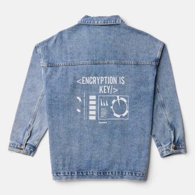 Encryption Is Key Code Sayings Coder Coding Progra Denim Jacket (Back)