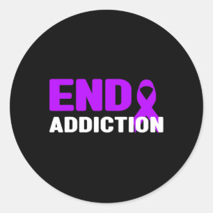 End Addiction - Addiction Awareness Classic Round Sticker