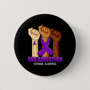 End Addiction Overdose Awareness Ribbon 6 Cm Round Badge