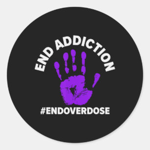 End Addiction Purple Ribbon Overdose Awareness Classic Round Sticker