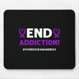 End Addiction! Purple Ribbon. Overdose Awareness Mouse Mat