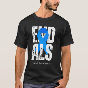 End Als Awareness Month Support Blue Ribbon T-Shirt