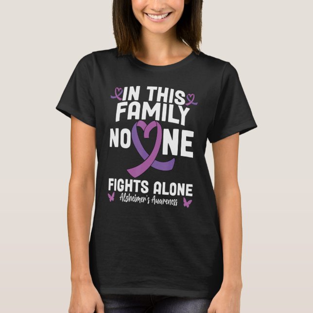 End Alz Alzheimers Ribbon Purple Alzheimer's Aware T-Shirt (Front)