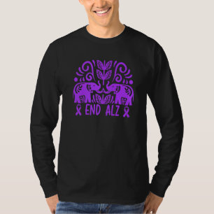 End Alz I Wear Purple Alzheimer's Awareness Elepha T-Shirt