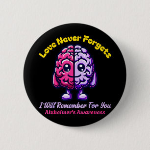 End Alzheimers Love Forgets Remember For 6 Cm Round Badge