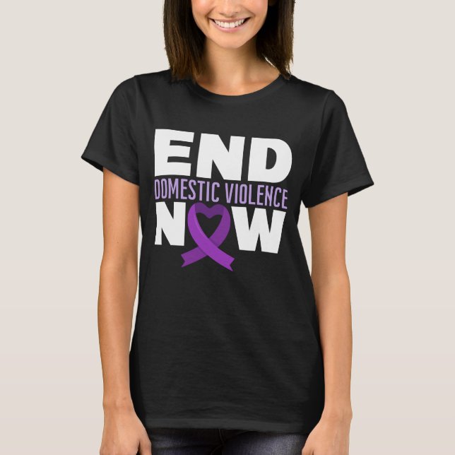 End Domestic Violence Now Family Warrior Purple T-Shirt (Front)