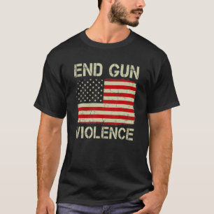 End Gun Violence American Flag Vintage No Gun Awar T-Shirt