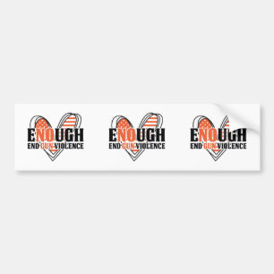 End Gun Violence Heart Orange Enough Bumper Sticke Bumper Sticker