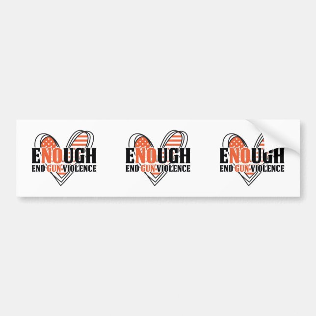 End Gun Violence Heart Orange Enough Bumper Sticke Bumper Sticker (Front)