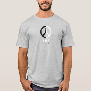 End Hate - Black and White Hands Peace Sign T-Shirt