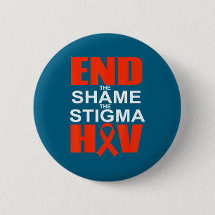 End Hiv Shame Stigma Red Survivor Design 6 Cm Round Badge