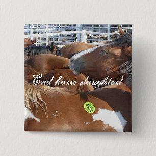 End horse slaughter! 15 cm square badge