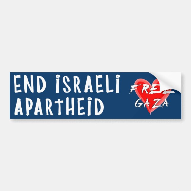 End Israeli Apartheid Free Gaza Bumper Sticker (Front)