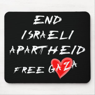 End Israeli Apartheid white text on dark mousepad