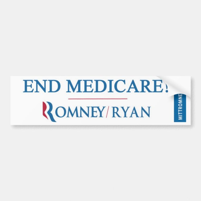 END MEDICARE! Romney / Ryan Bumpersticker Bumper Sticker (Front)