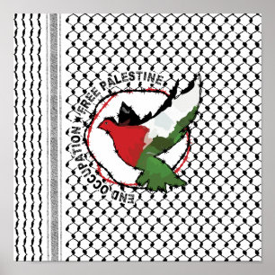 End Occupation Free Palestine Palestinian Kufiya Poster