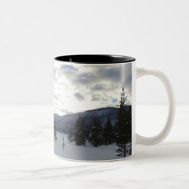 End of a Snowy Day in Yellowstone National Park Two-Tone Coffee Mug (Right)