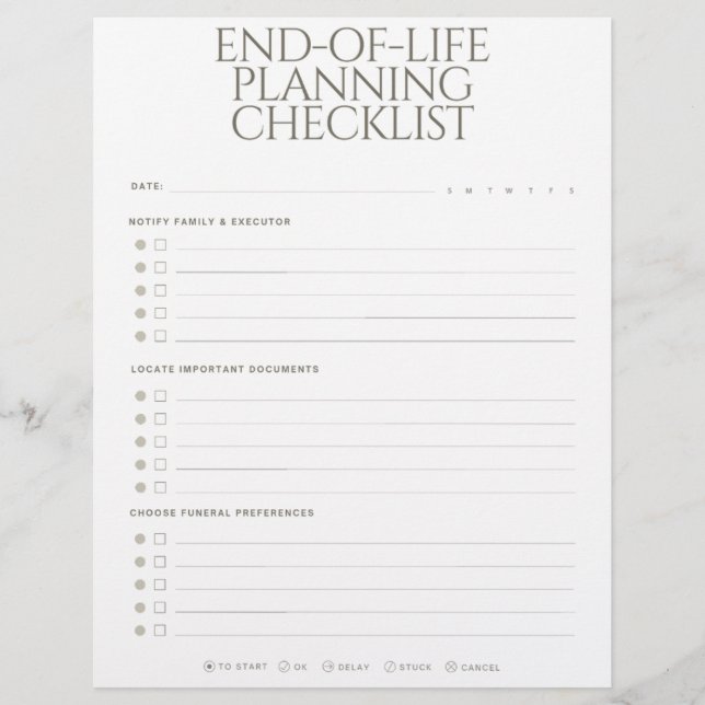 End-of-Life Planning Checklist Custom Letterhead (Front)