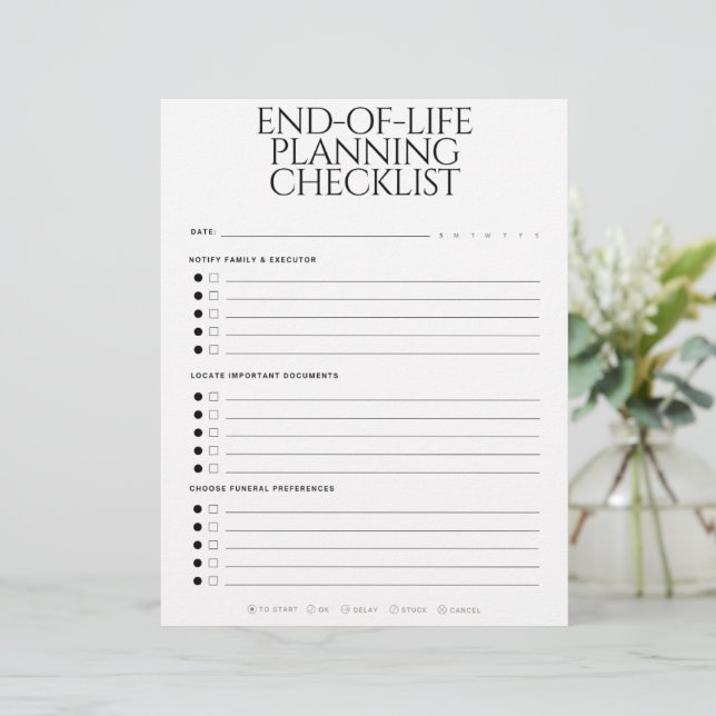 End-of-Life Planning Checklist Custom Letterhead (Standing Front)