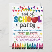 End of School Party Invitation, Summer Graduation 