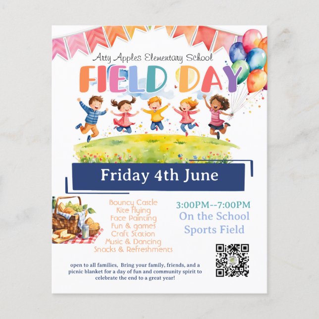 end of school year field day fundraiser flyer (Front)