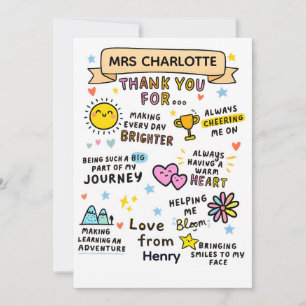 End of School Year Personalised Teacher Thank You  Card