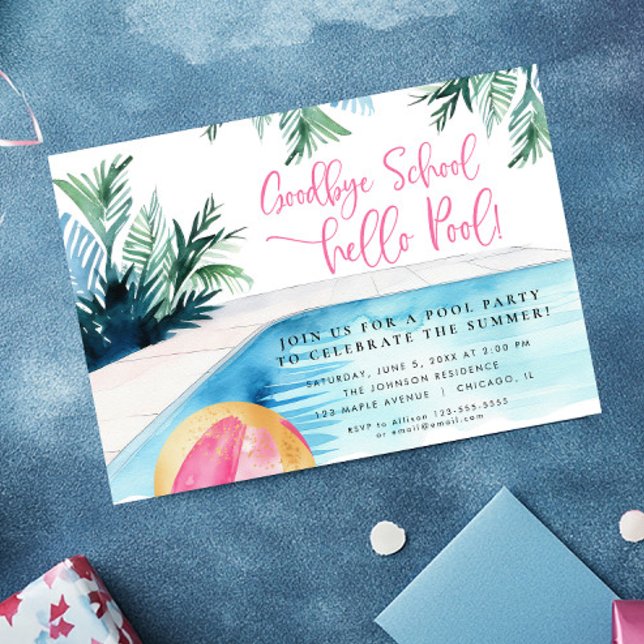 End of school year summer pool party invitation (Creator Uploaded)