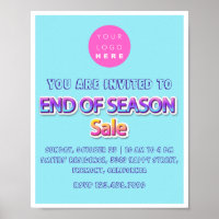End of Season Sale Pink Logo Garage Yard Blue