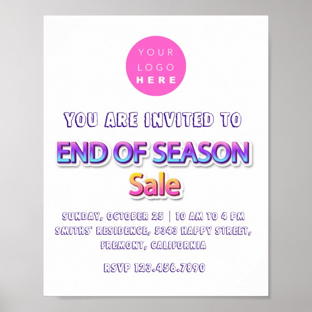End of Season Sale Pink  Logo  Garage Yard Sale Poster (Front)