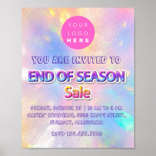 End of Season Sale Pink  Logo  Holographic Poster