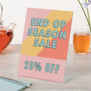 End of Season Sale Sign, 20% Off Tabletop  Pedestal Sign