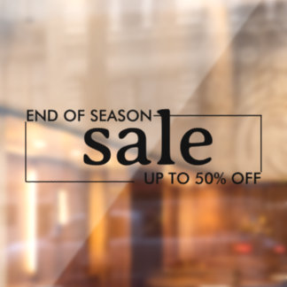 End-of-season shop black window decal