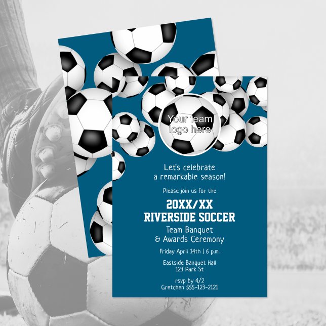 end of season soccer awards banquet ANY colour  Invitation (front & back views)